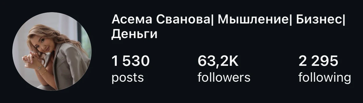 Профиль asemasvanova в Instagram: 63,2K подписчиков